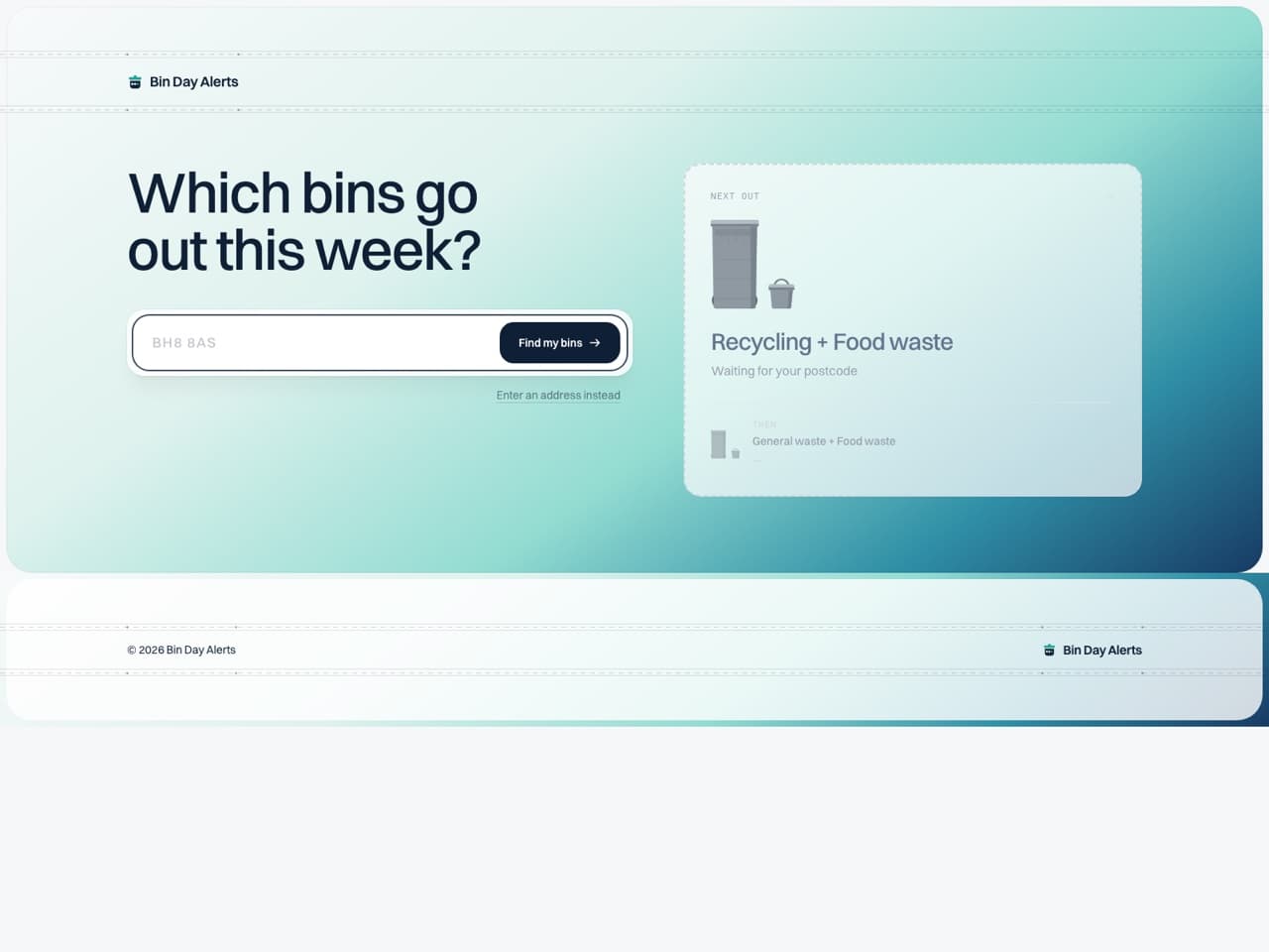 Screenshot of Bin Day Alerts