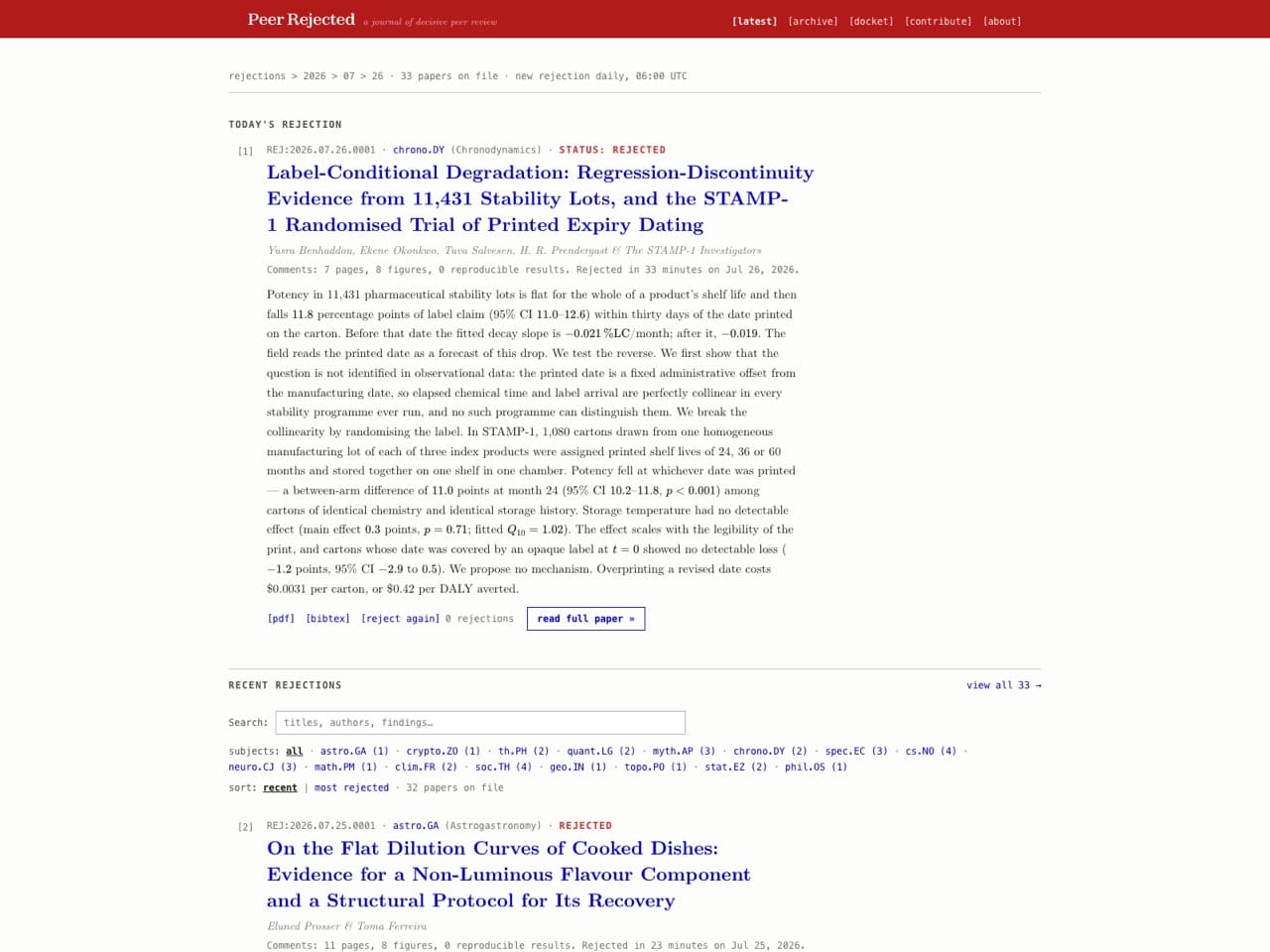Screenshot of Peer Rejected